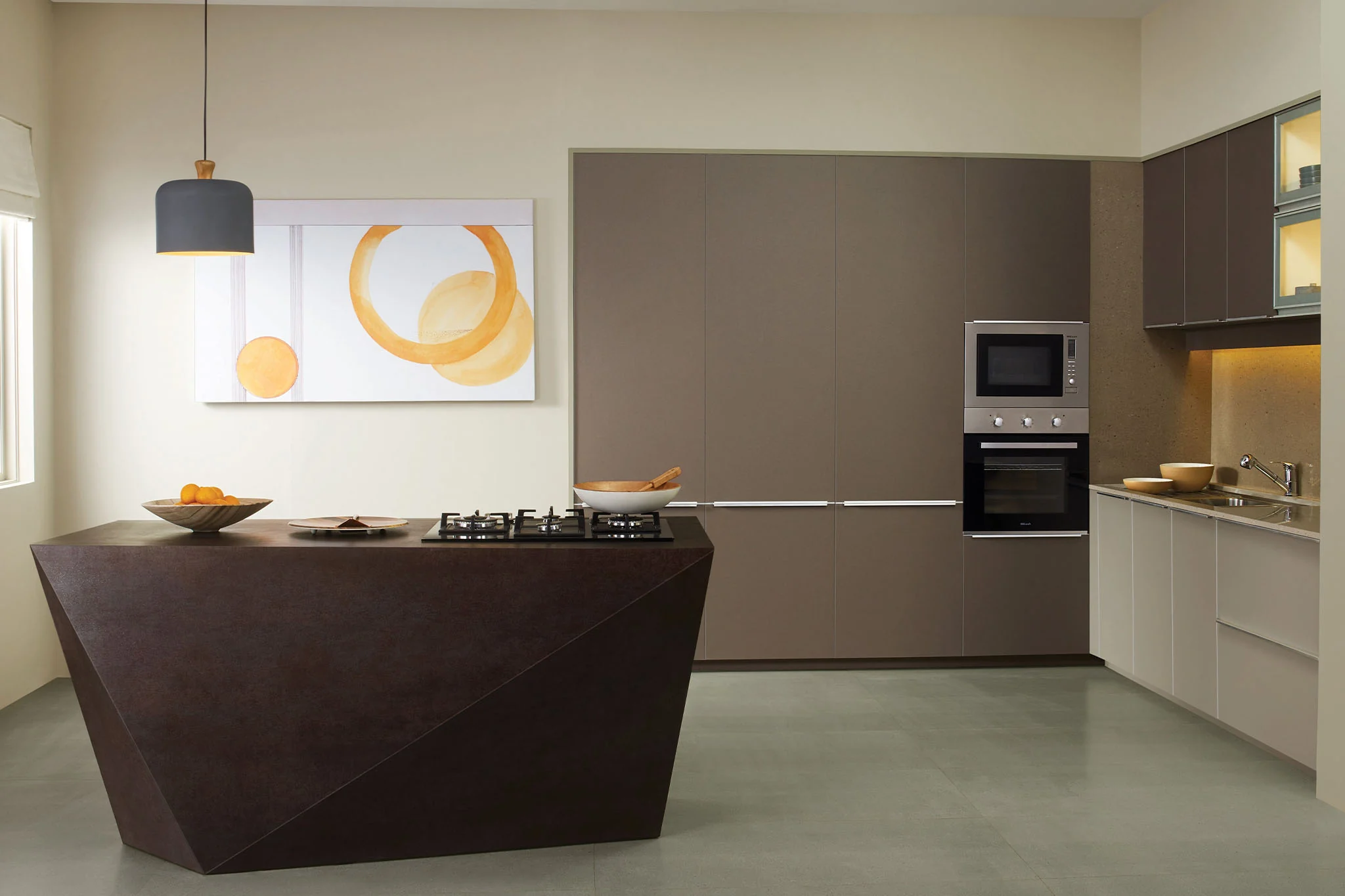 Kitchen design inspiration with a sculptural island
